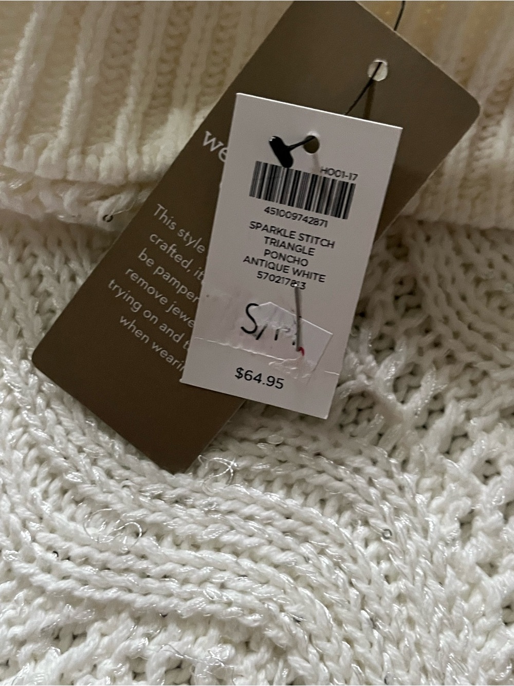 Chico's Cream Knit Turtleneck Poncho NWT S/M - Holiday Christmas - Picture 4 of 8